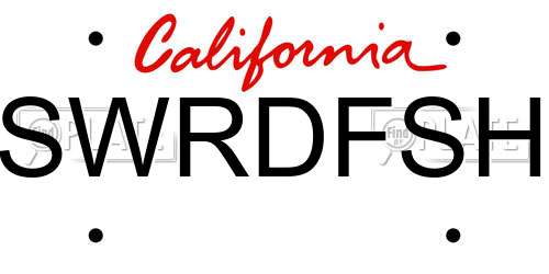 SWRDFSH California License Plate