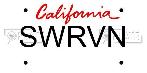 SWRVN California License Plate