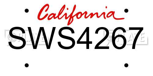 SWS4267 California License Plate