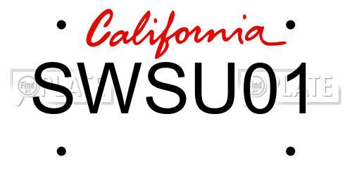 SWSU01 California License Plate