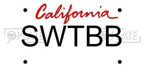 SWTBB California License Plate