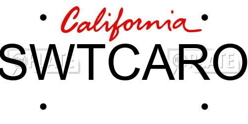 SWTCARO California License Plate