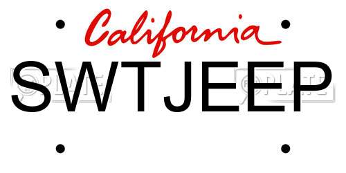 SWTJEEP California License Plate