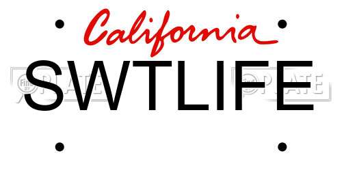 SWTLIFE California License Plate