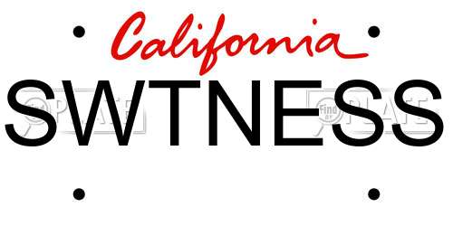 SWTNESS California License Plate