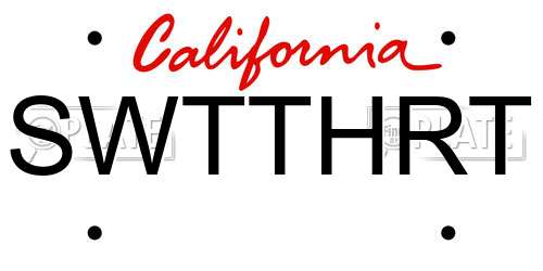 SWTTHRT California License Plate