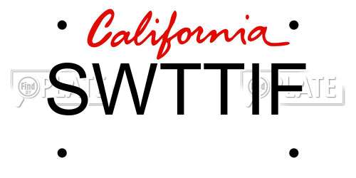 SWTTIF California License Plate