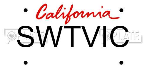 SWTVIC California License Plate
