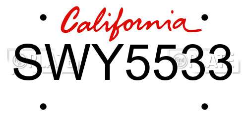 SWY5533 California License Plate
