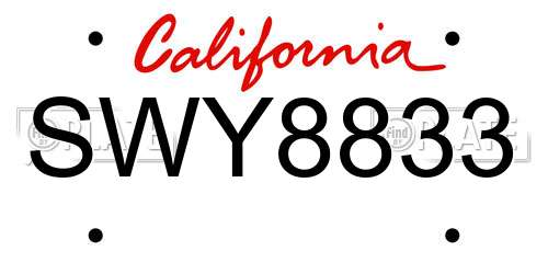 SWY8833 California License Plate