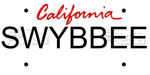 SWYBBEE California License Plate