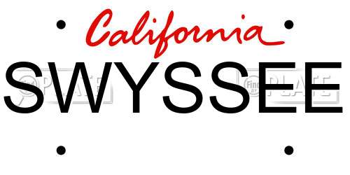 SWYSSEE California License Plate