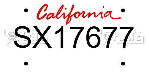SX17677 California License Plate