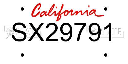 SX29791 California License Plate