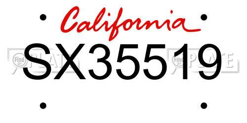 SX35519 California License Plate