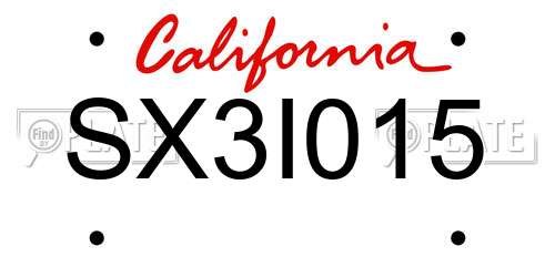 SX3I015 California License Plate