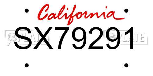 SX79291 California License Plate