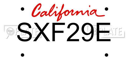 SXF29E California License Plate