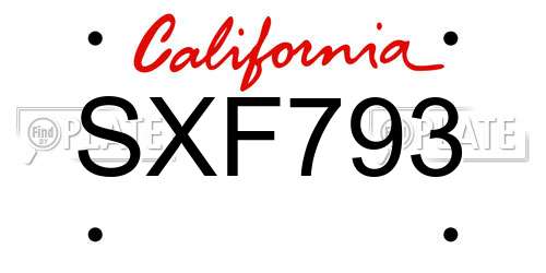 SXF793 California License Plate