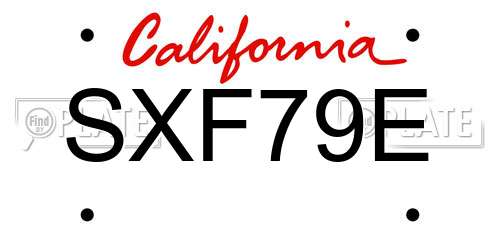 SXF79E California License Plate