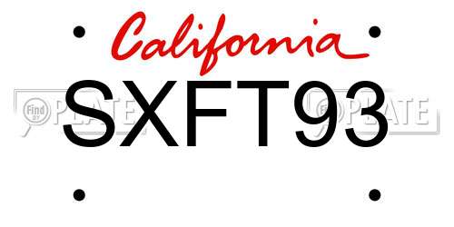SXFT93 California License Plate
