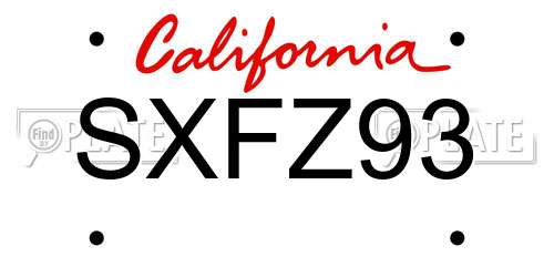 SXFZ93 California License Plate