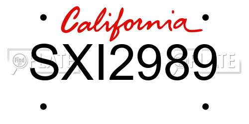 SXI2989 California License Plate