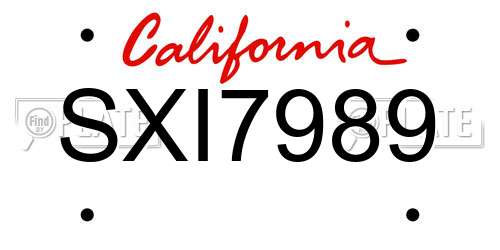 SXI7989 California License Plate