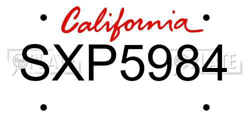 SXP5984 California License Plate