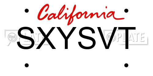 SXYSVT California License Plate