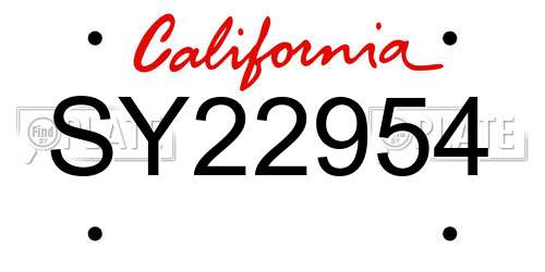 SY22954 California License Plate
