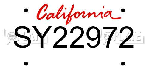 SY22972 California License Plate