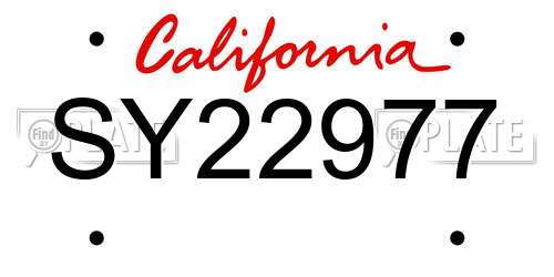 SY22977 California License Plate