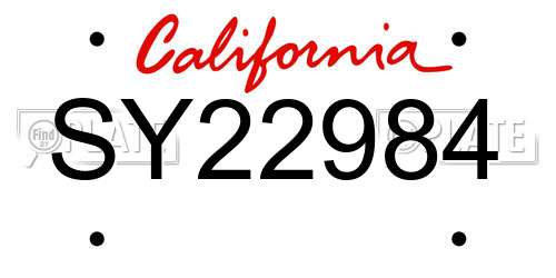SY22984 California License Plate