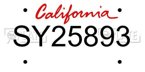SY25893 California License Plate