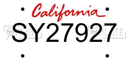 SY27927 California License Plate