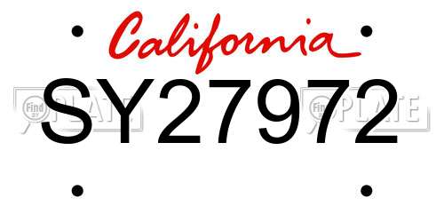 SY27972 California License Plate