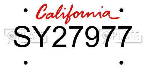 SY27977 California License Plate