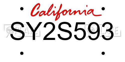 SY2S593 California License Plate