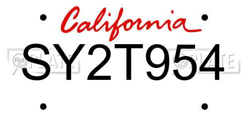 SY2T954 California License Plate