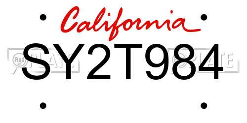 SY2T984 California License Plate