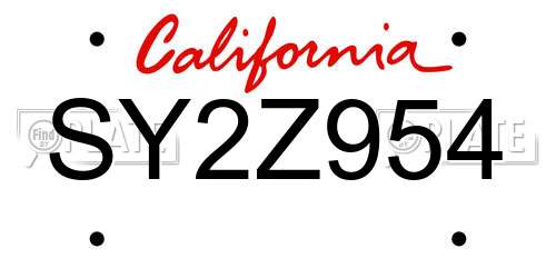 SY2Z954 California License Plate