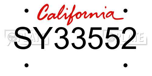 SY33552 California License Plate