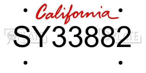 SY33882 California License Plate