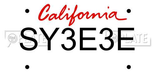 SY3E3E California License Plate