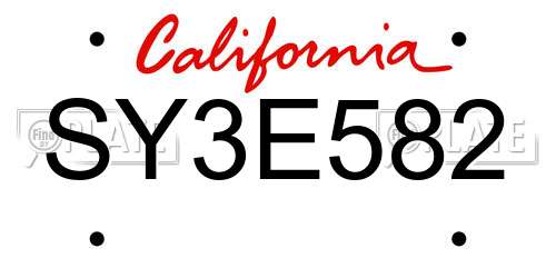 SY3E582 California License Plate