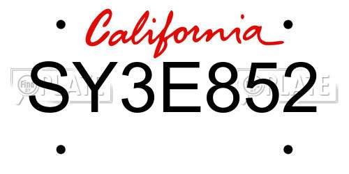SY3E852 California License Plate