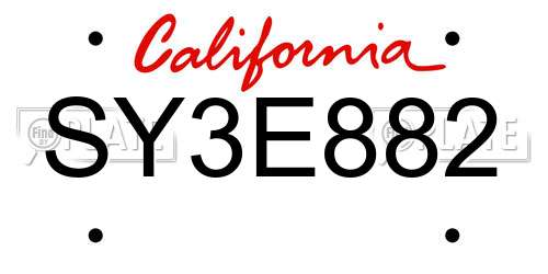 SY3E882 California License Plate