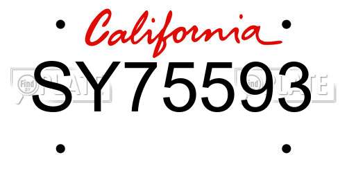 SY75593 California License Plate