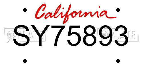 SY75893 California License Plate